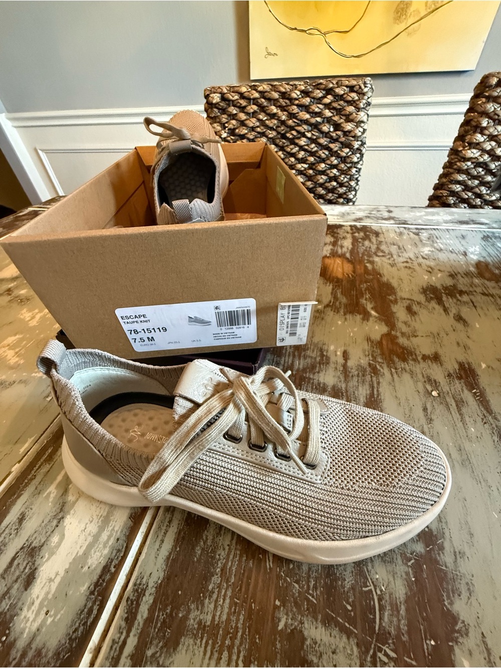 Knit Lace-Up Slip-On Sneaker in Beige